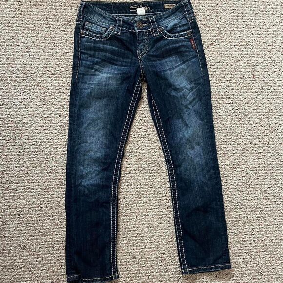 Silver Jeans Co Capri Jeans Women's 26 Santorini Capri Navy and Blue - Picture 1 of 4
